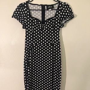Collectif Black and White Polka Dot Pencil Dress